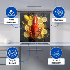 Lobster On Lemons Kitchen Splashback