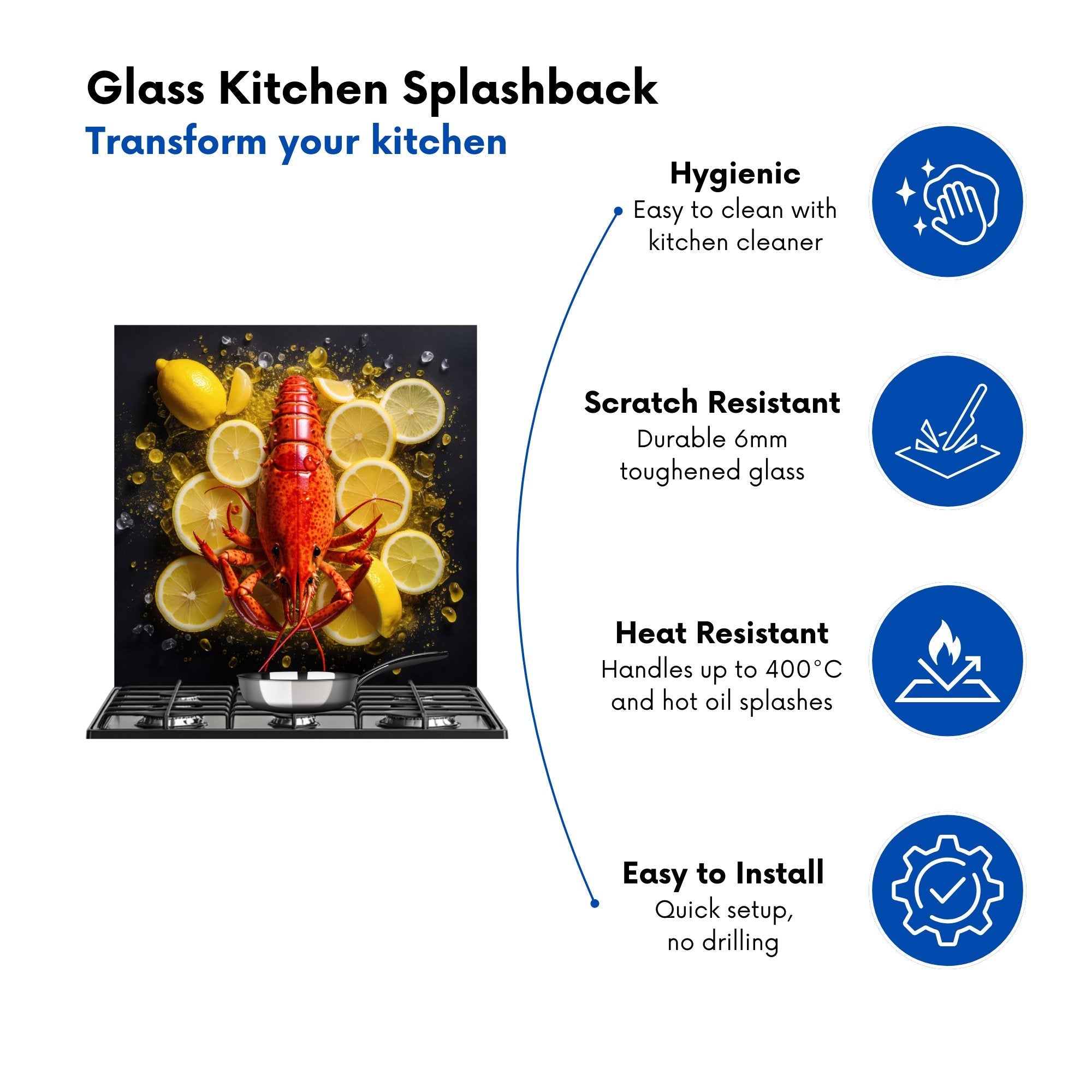 Lobster On Lemons Kitchen Splashback
