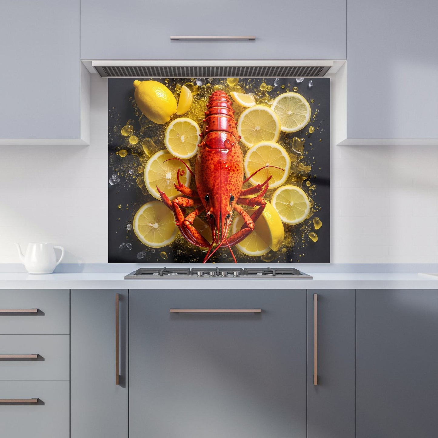 Lobster On Lemons Kitchen Splashback