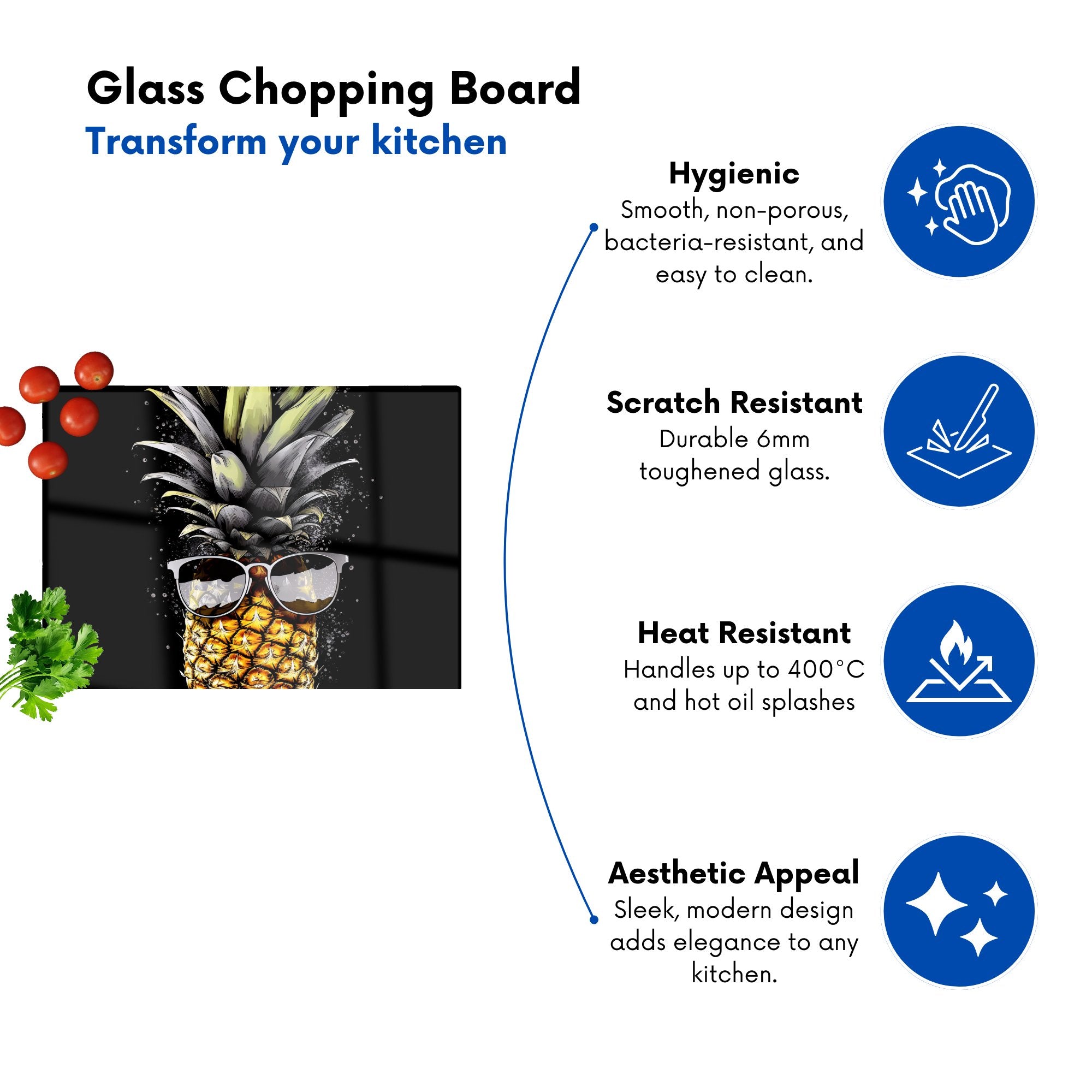 Splashart Pineapple In Glasses Chopping Board
