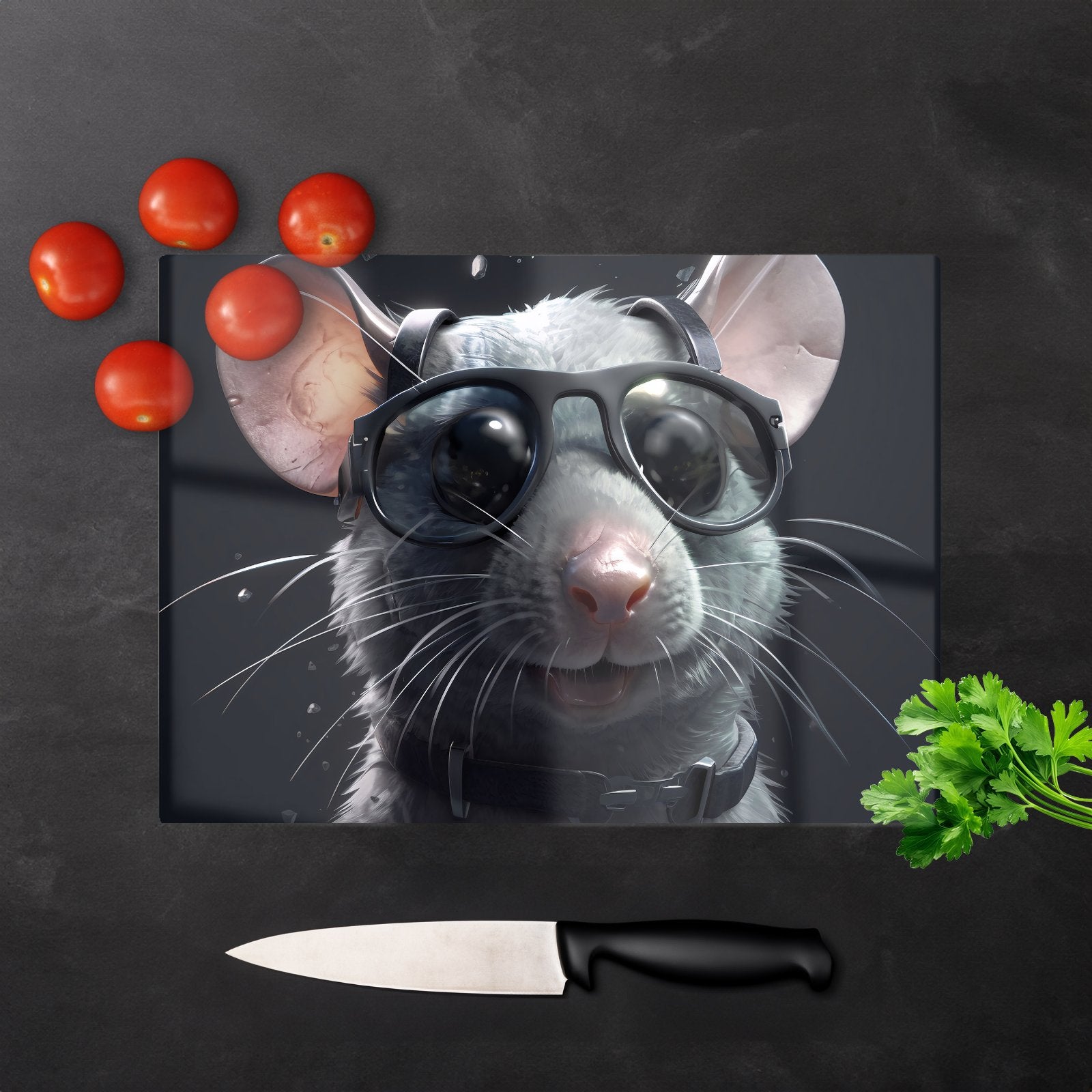 Splashart Rat In Glasses Chopping Board