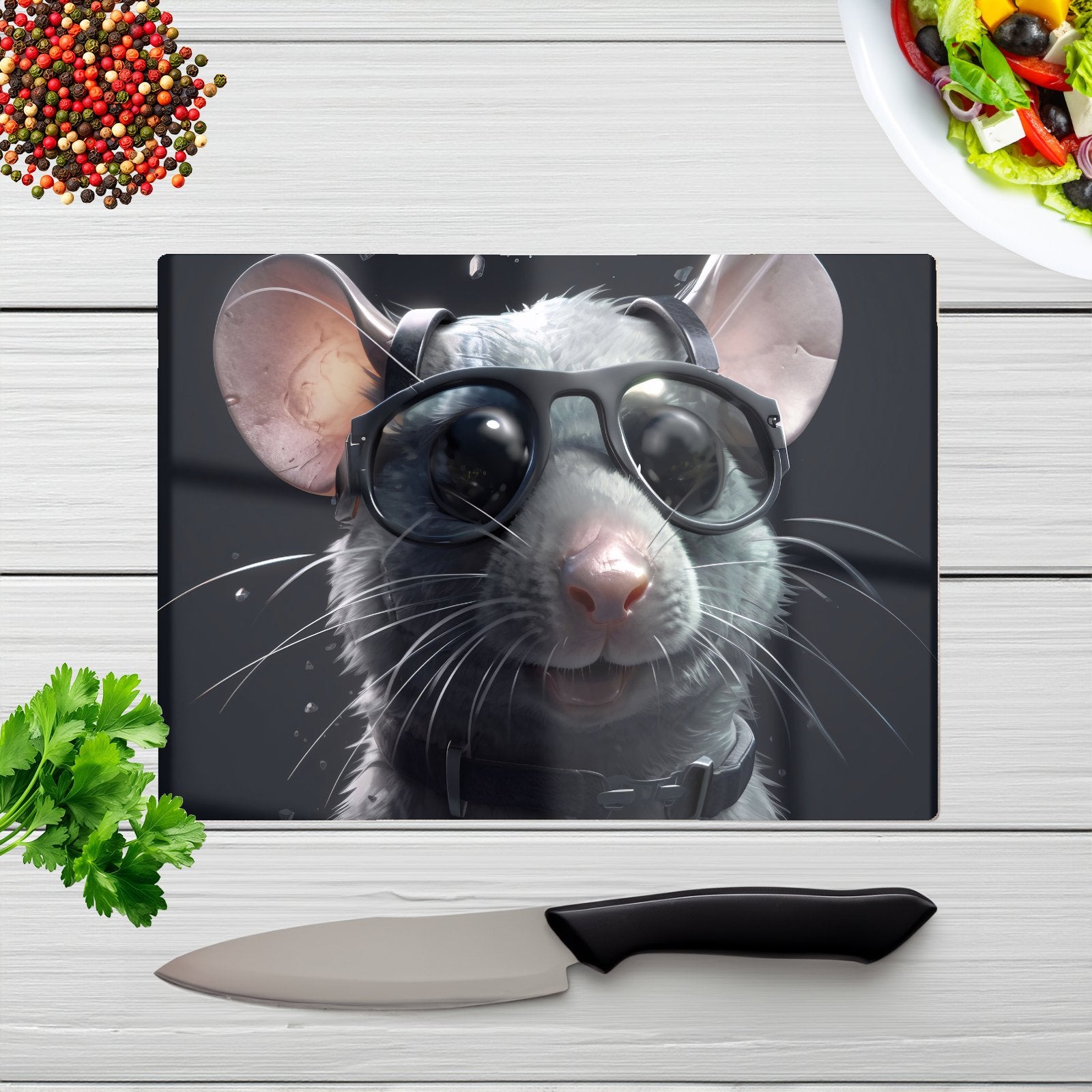 Splashart Rat In Glasses Chopping Board