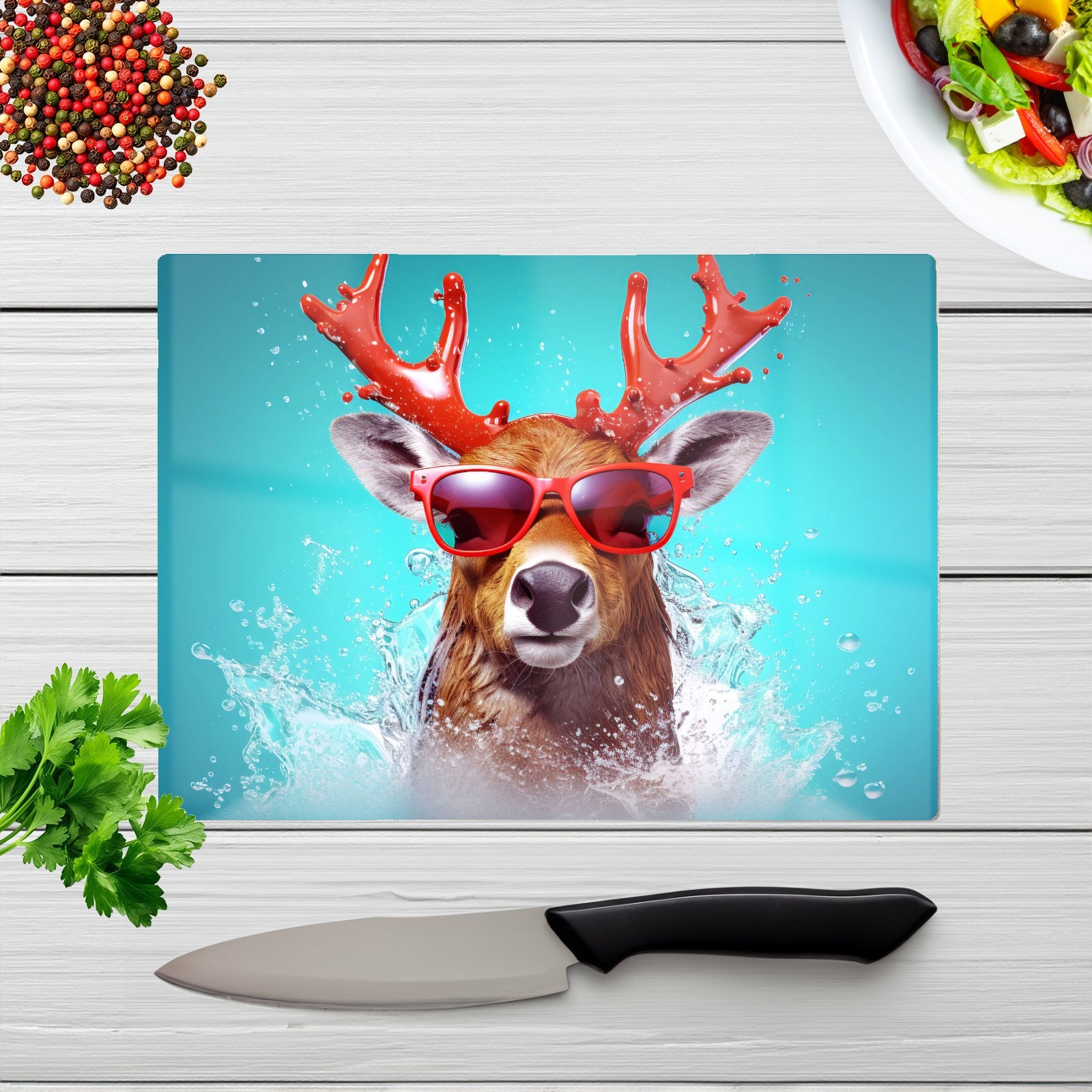 Rudolph With Reed Antlers Chopping Board