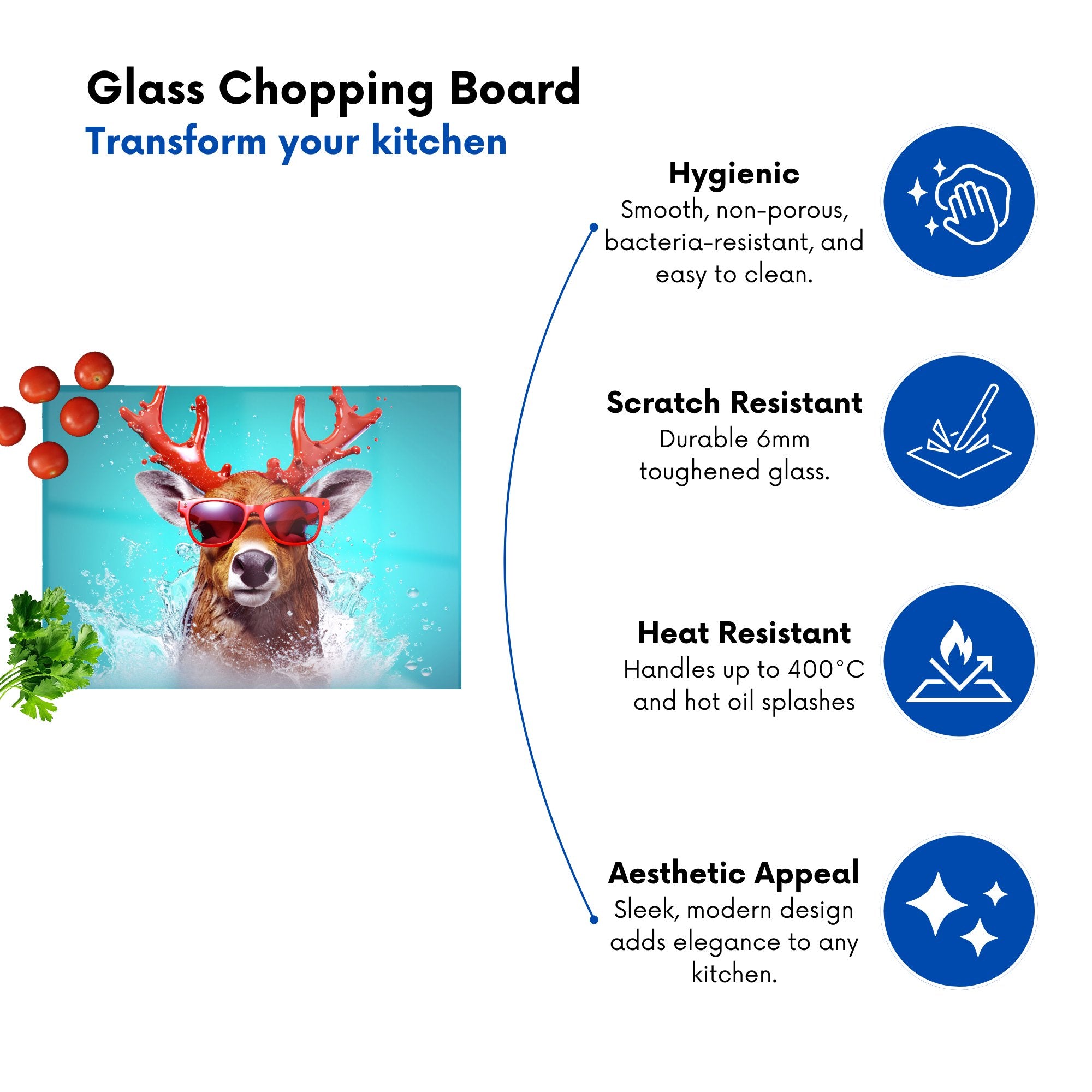 Rudolph With Reed Antlers Chopping Board