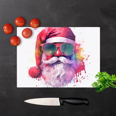 Splashart Santa In Glasses Chopping Board
