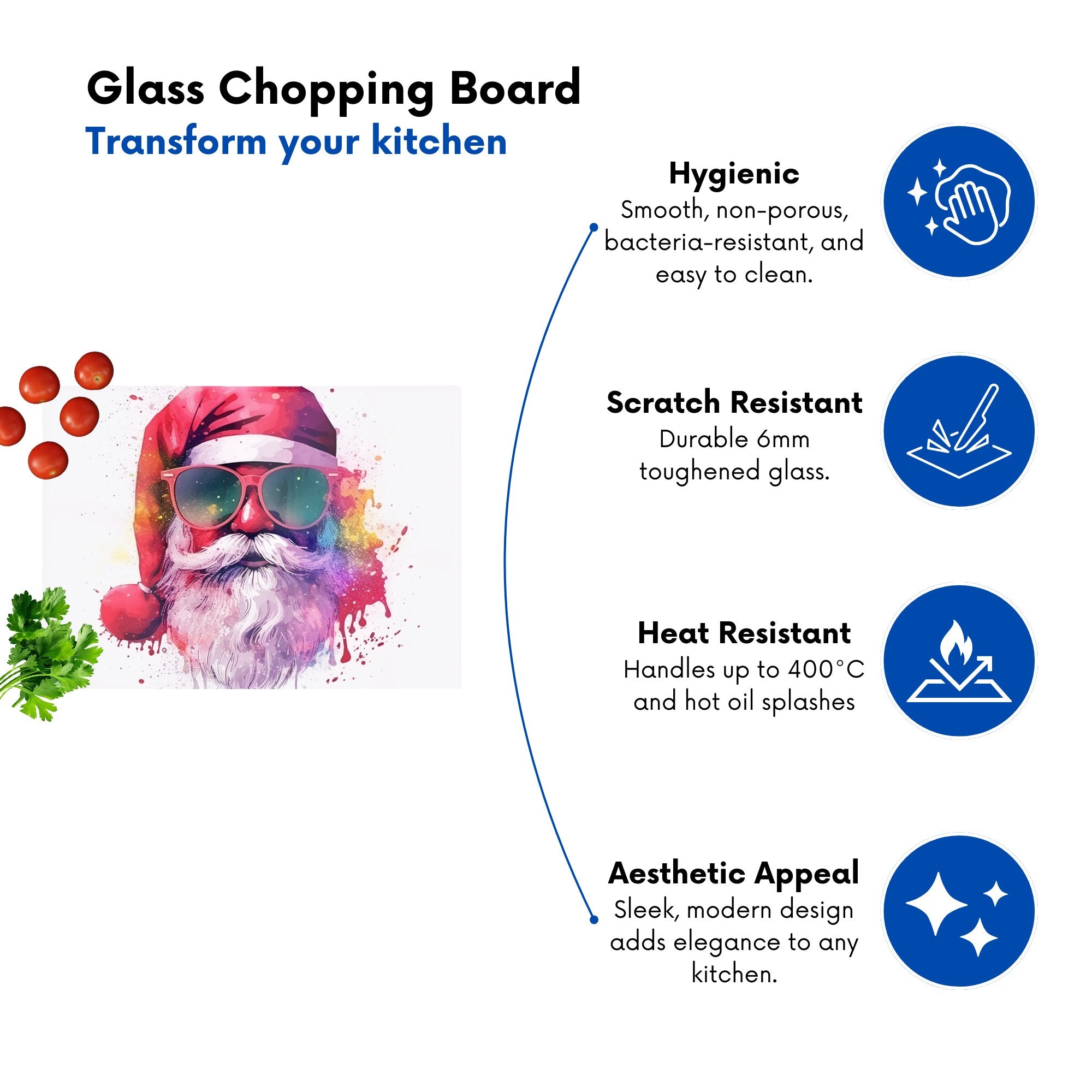 Splashart Santa In Glasses Chopping Board