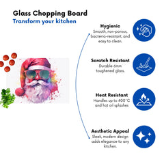 Splashart Santa In Glasses Chopping Board