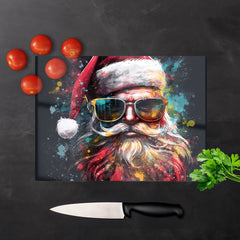 Splashart Santa Claus In Glasses Chopping Board