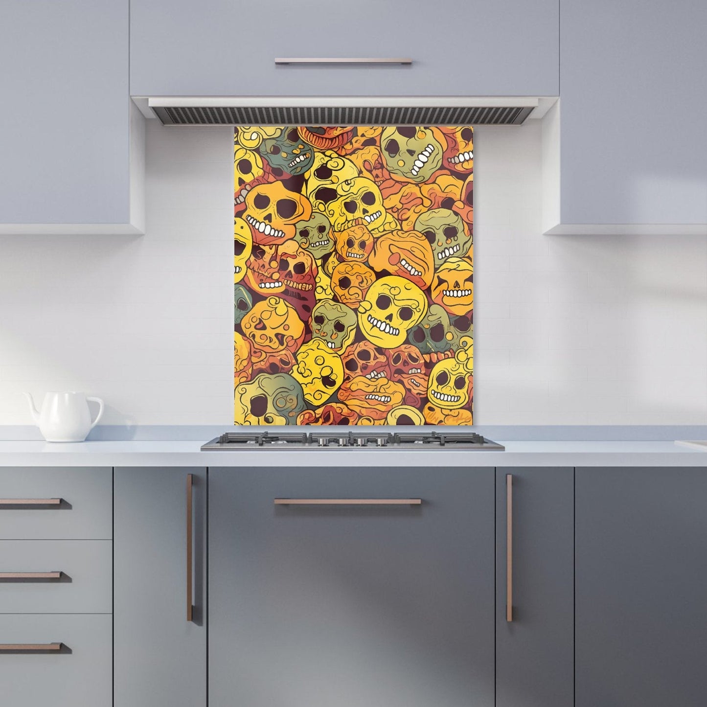 Autumnal Skulls Pattern Kitchen Splashback