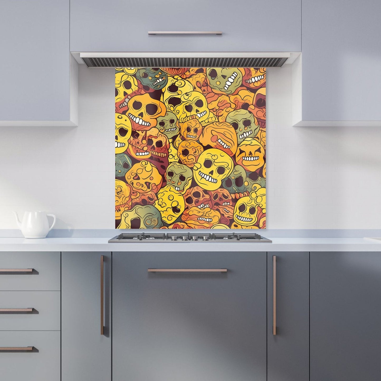 Autumnal Skulls Pattern Kitchen Splashback