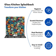 Smiling Skulls Pattern Kitchen Splashback