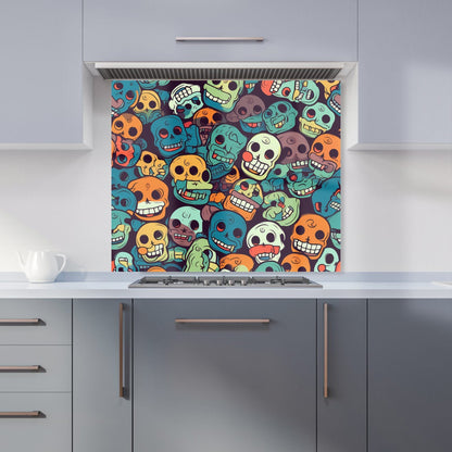 Smiling Skulls Pattern Kitchen Splashback