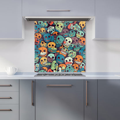 Smiling Skulls Pattern Kitchen Splashback