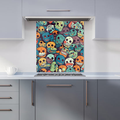 Smiling Skulls Pattern Kitchen Splashback