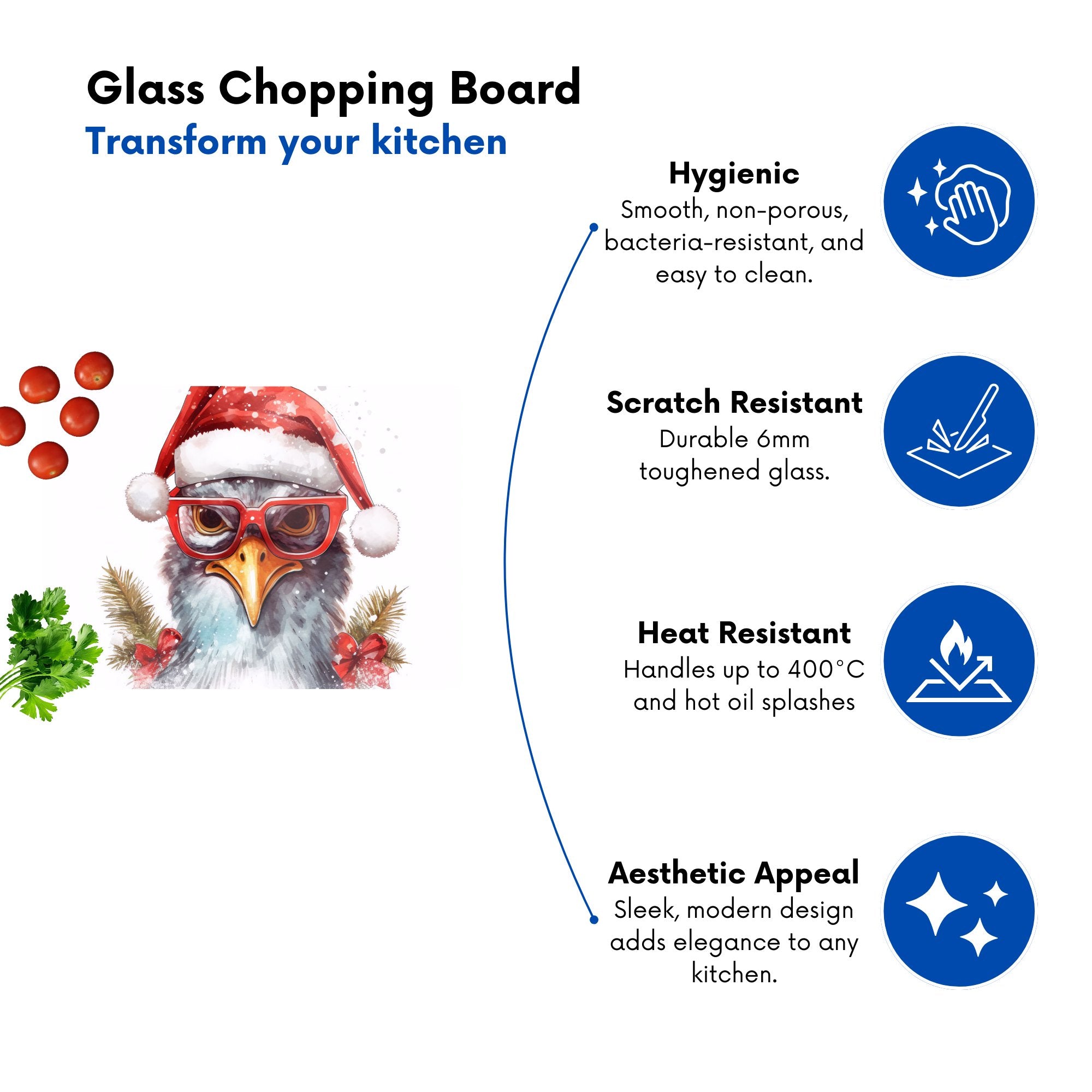 Splashart Turkey In A Santa Hat Chopping Board
