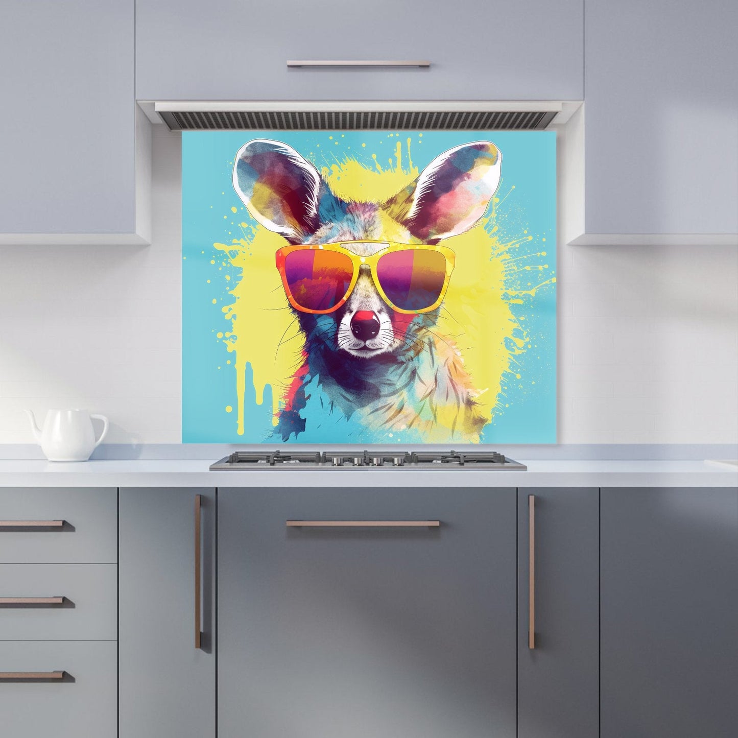 Splashart Wallaby In Glasses Kitchen Splashback