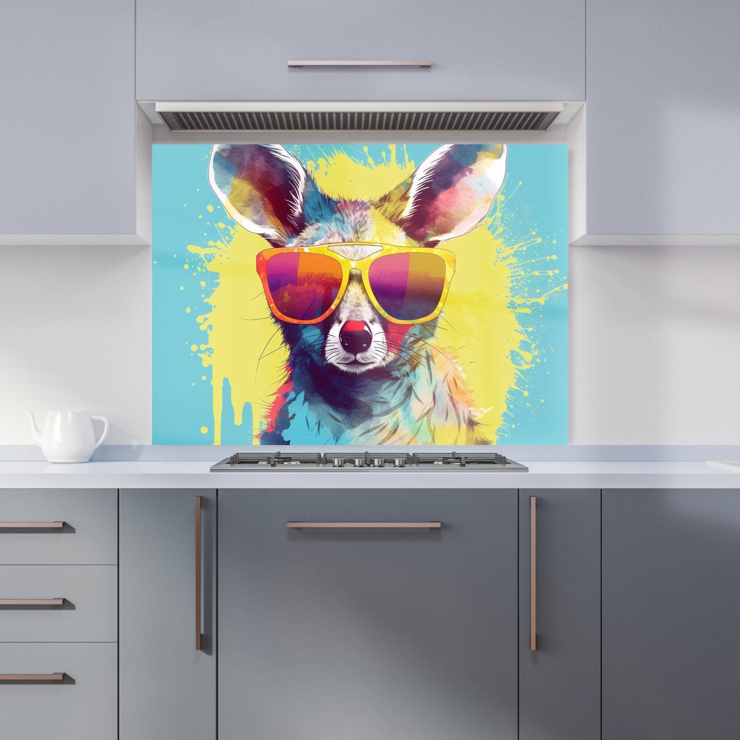 Splashart Wallaby In Glasses Kitchen Splashback