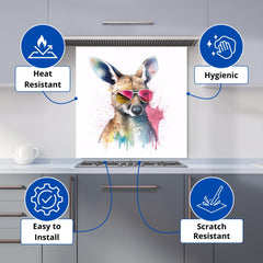 Wallaby In Pink Glasses Kitchen Splashback