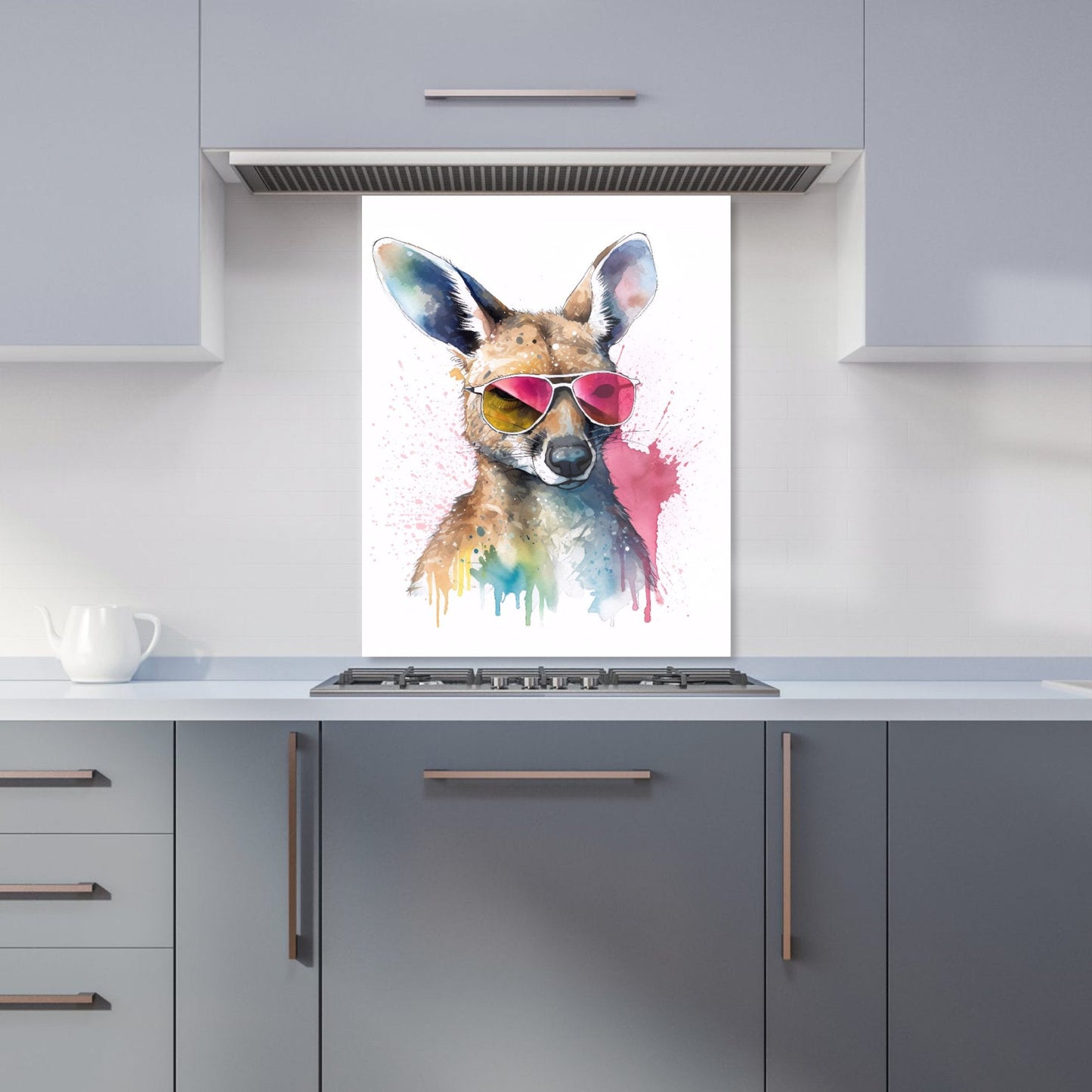 Wallaby In Pink Glasses Kitchen Splashback