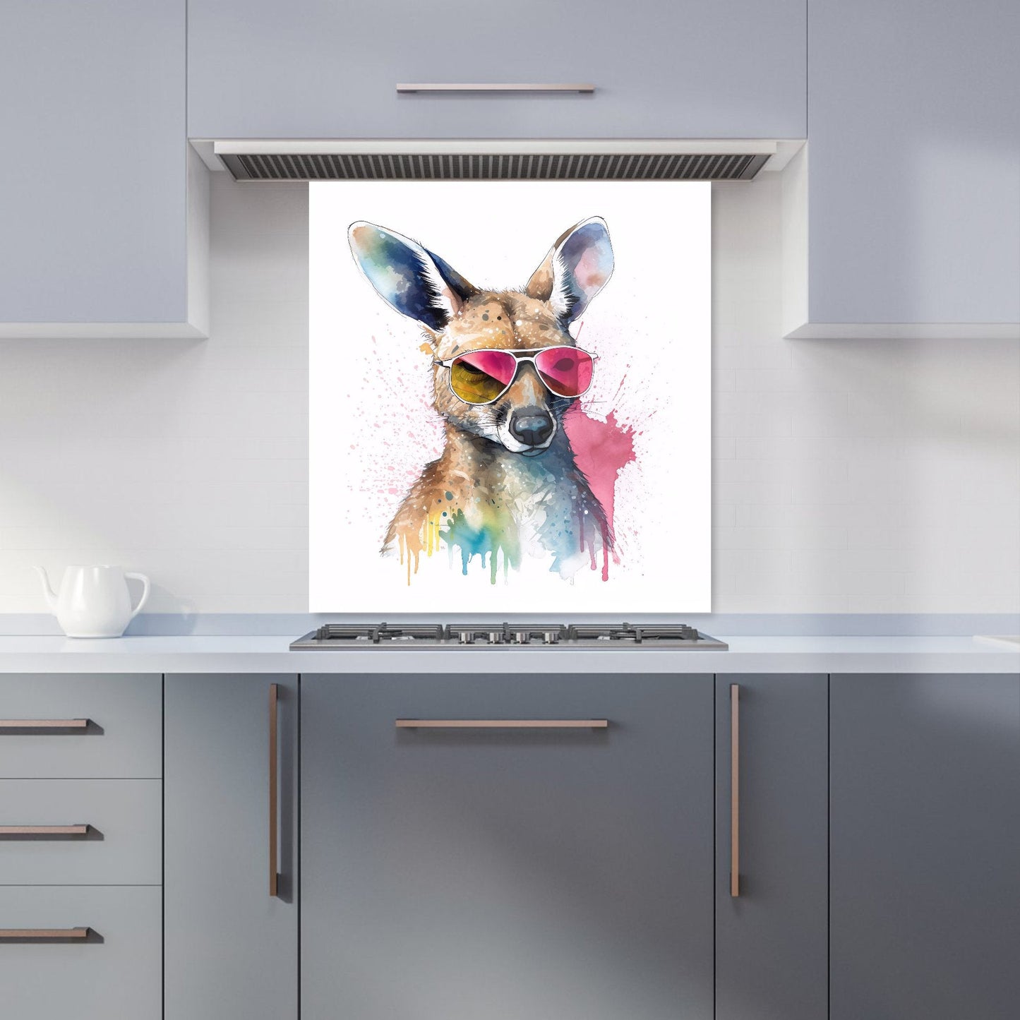 Wallaby In Pink Glasses Kitchen Splashback