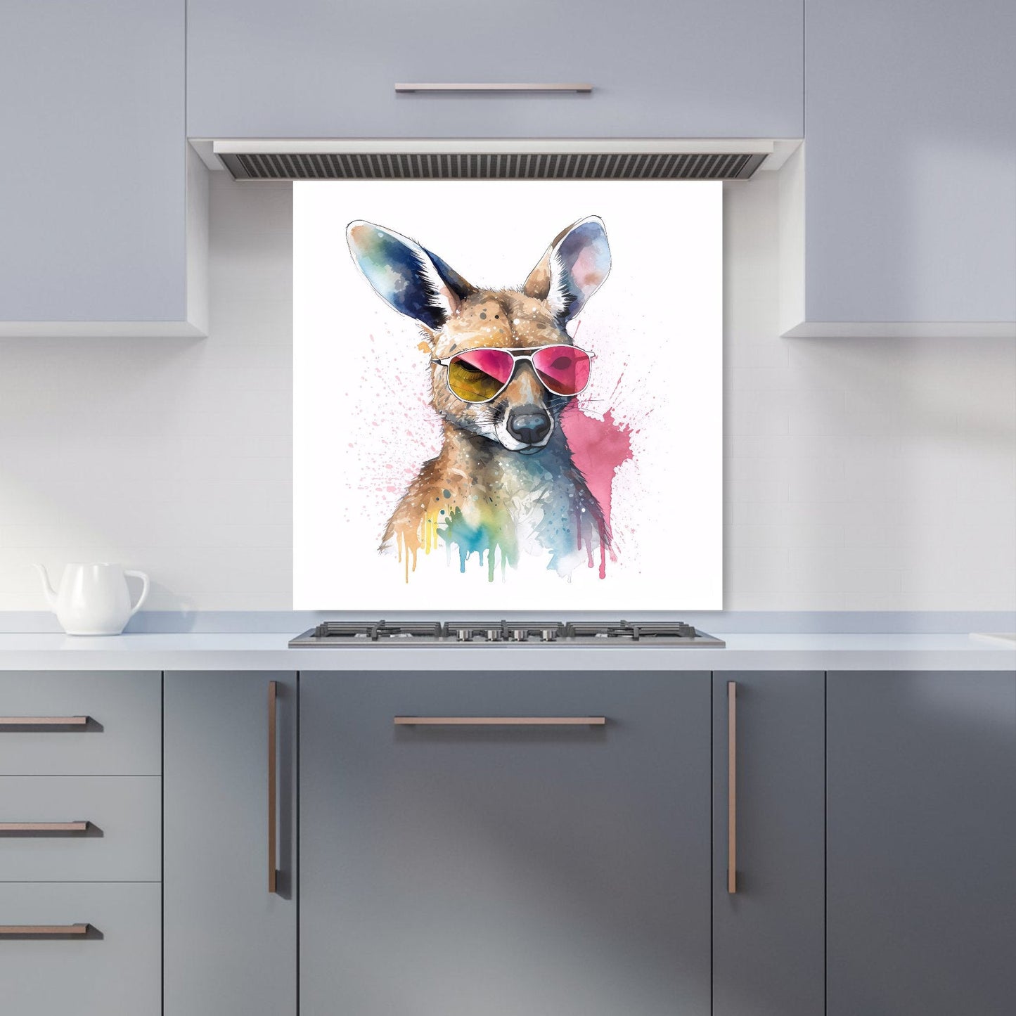 Wallaby In Pink Glasses Kitchen Splashback