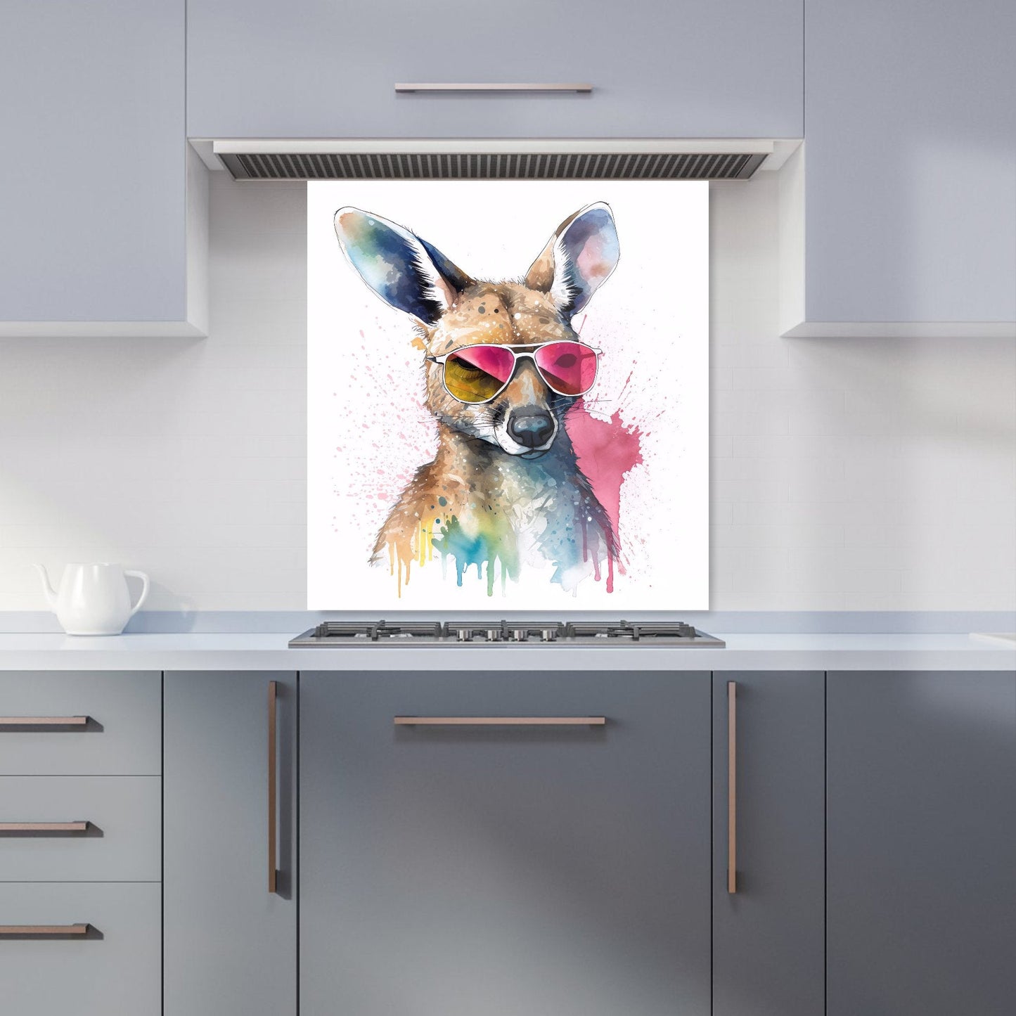 Wallaby In Pink Glasses Kitchen Splashback