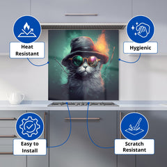Fiery Cat In A Hat Kitchen Splashback