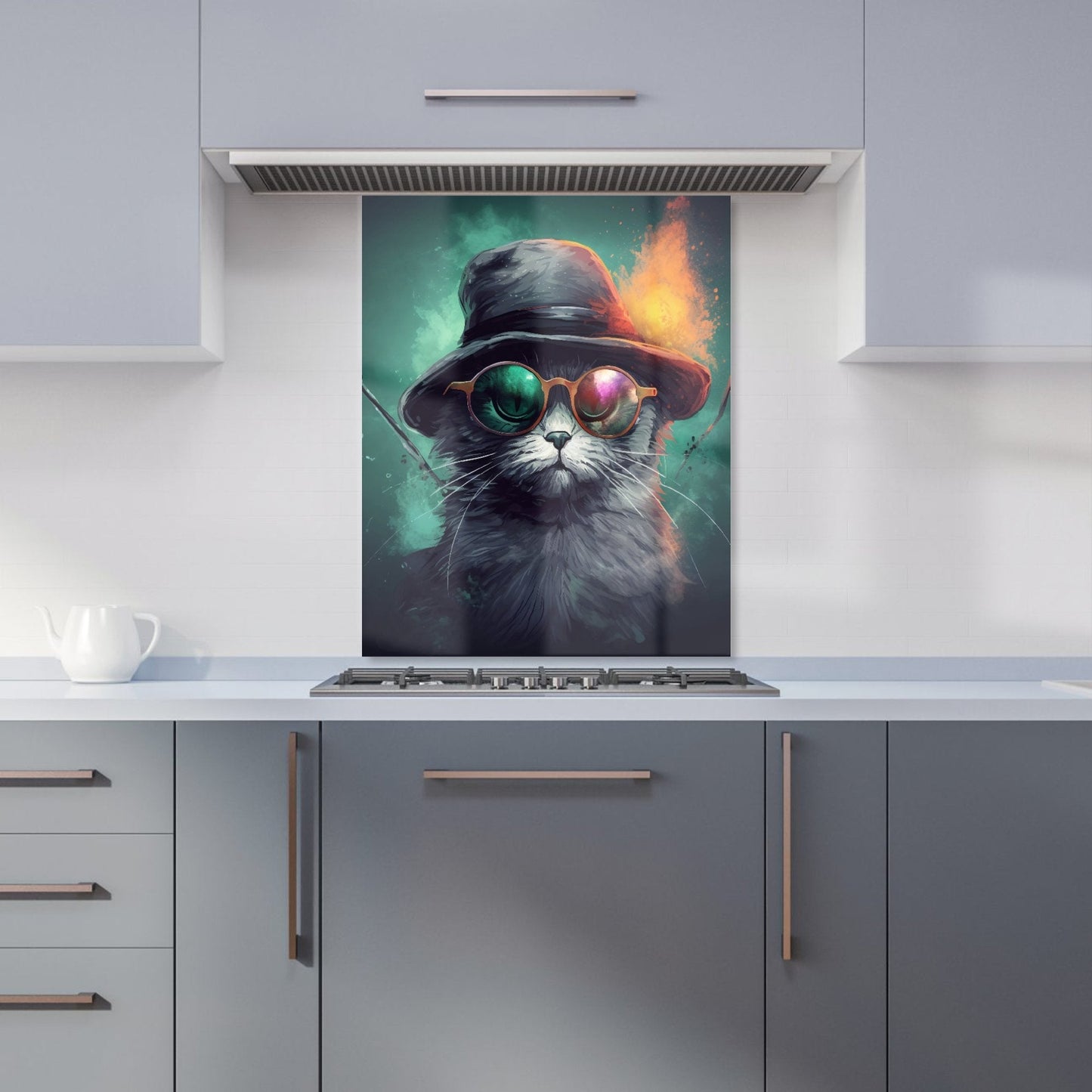 Fiery Cat In A Hat Kitchen Splashback