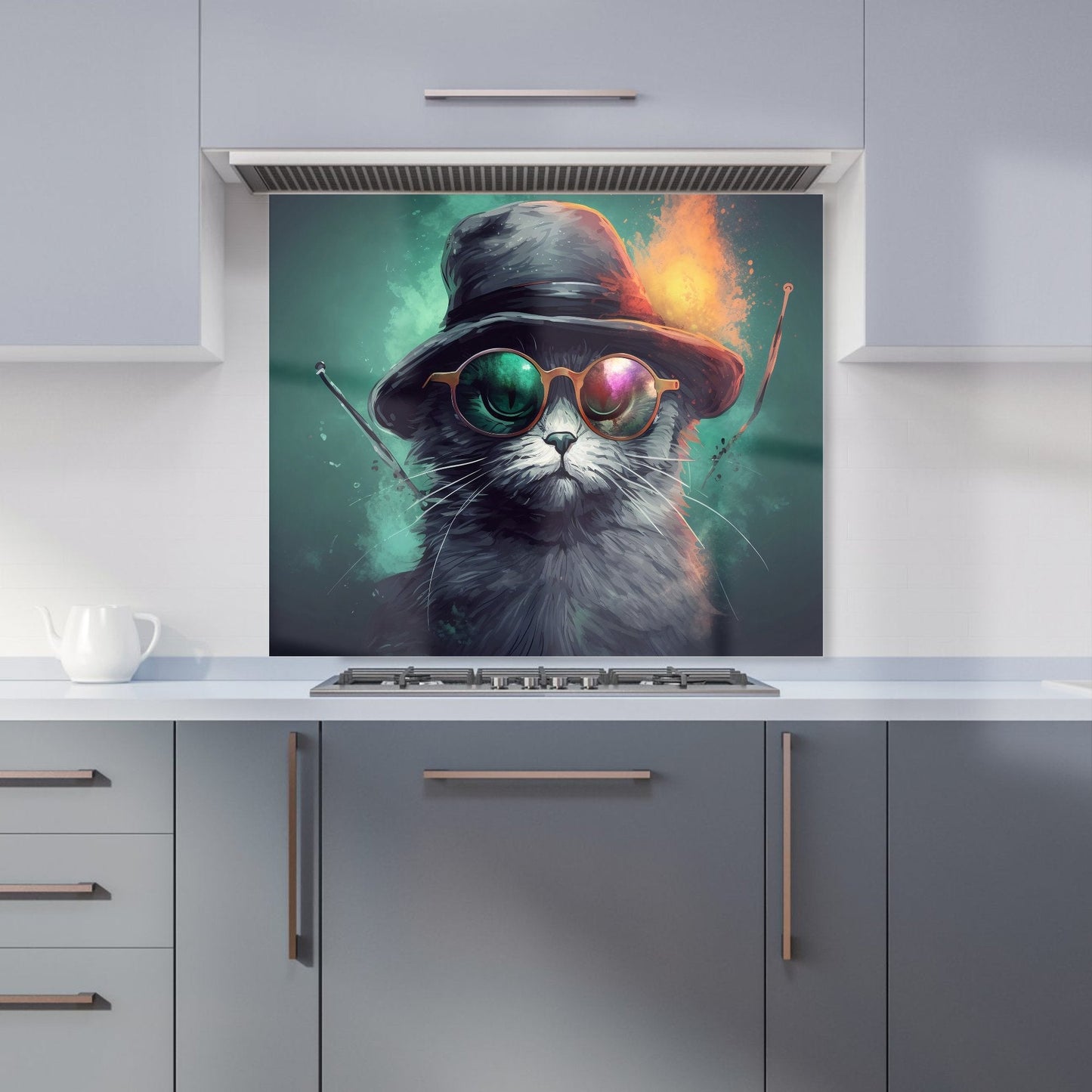 Fiery Cat In A Hat Kitchen Splashback