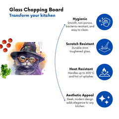 Splashart Cat In A Witches Hat Chopping Board