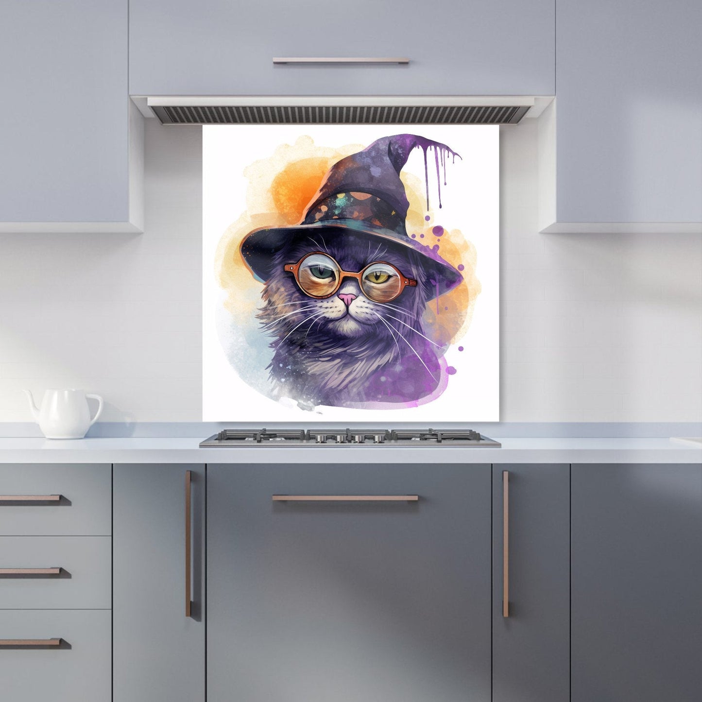 Splashart Cat In A Witches Hat Kitchen Splashback