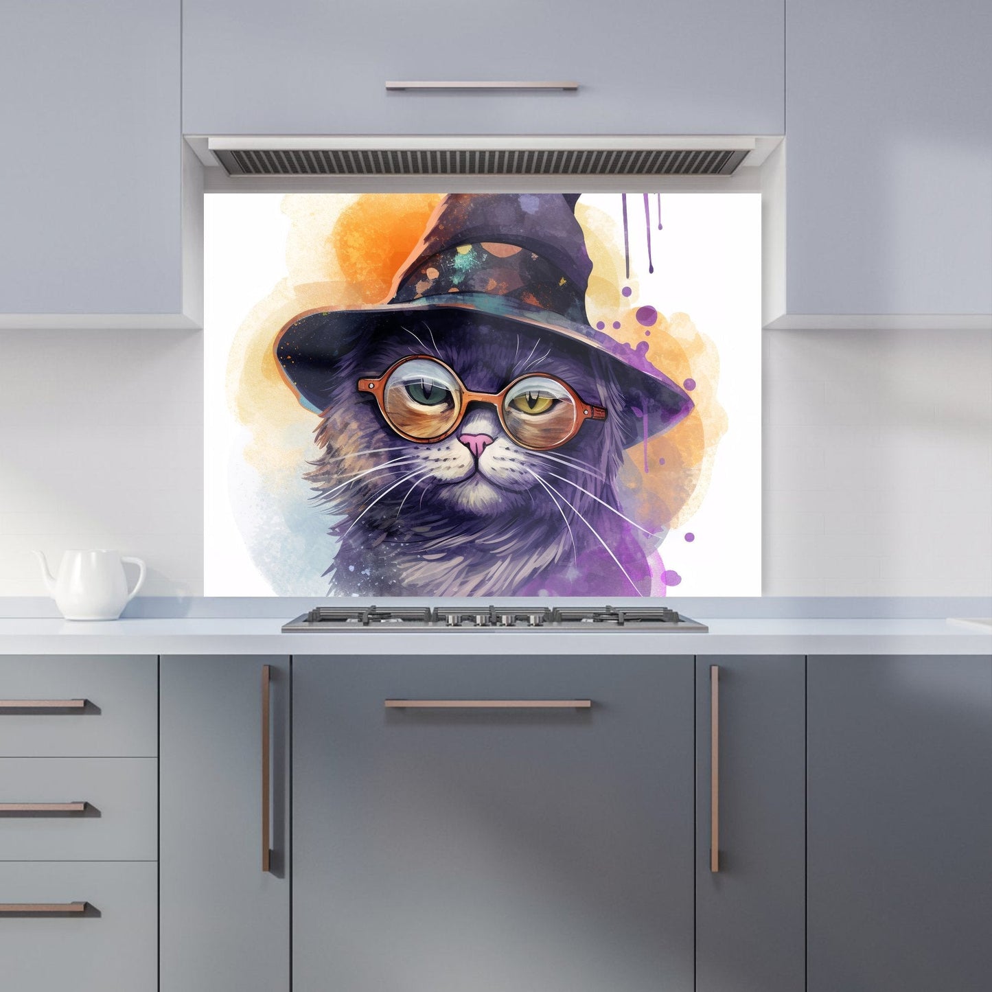 Splashart Cat In A Witches Hat Kitchen Splashback