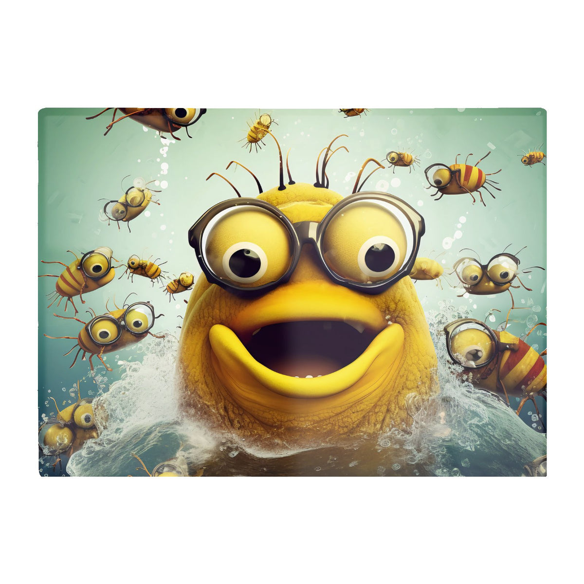 Happy Worm And Bees Splashart Chopping Board