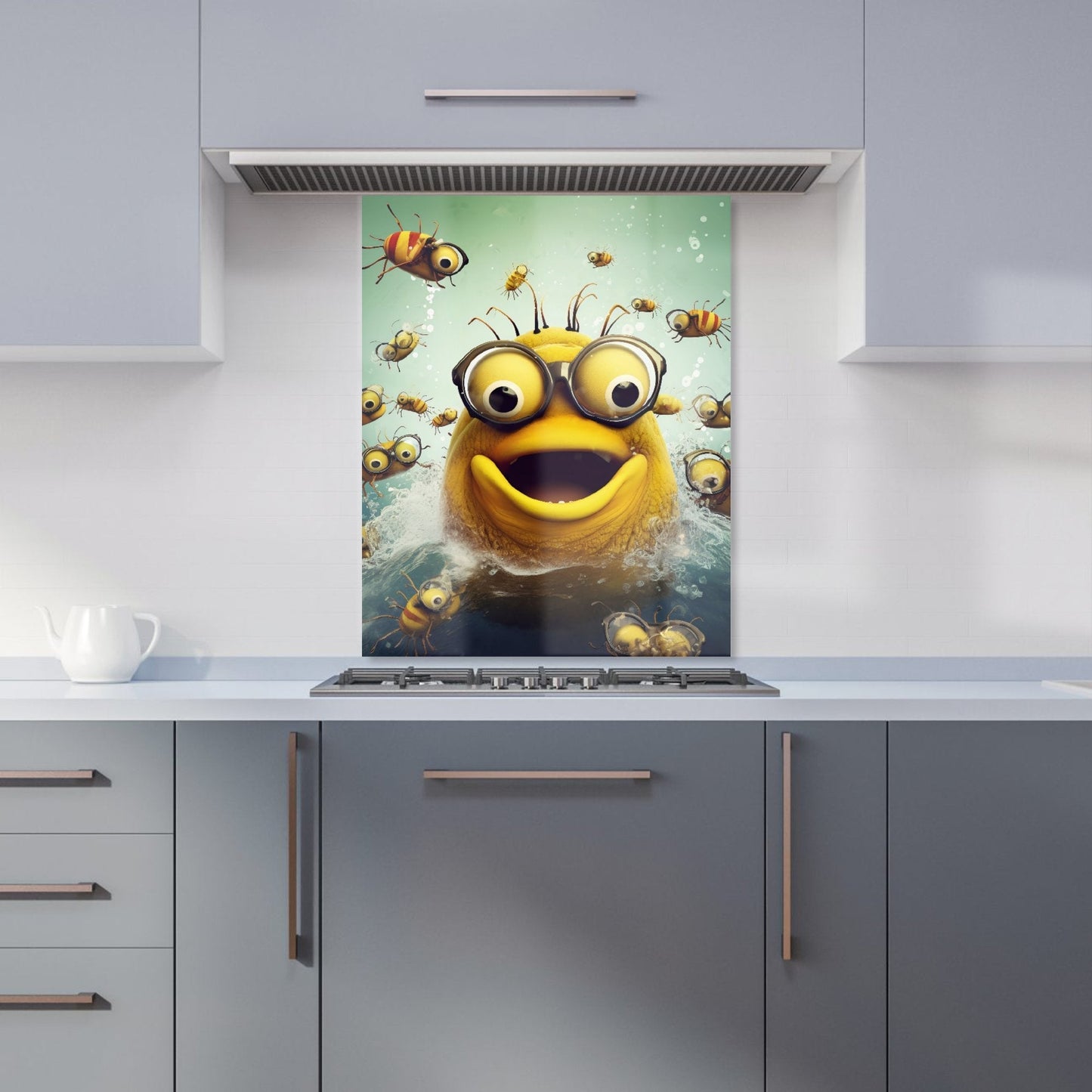 Happy Worm And Bees Splashart Kitchen Splashback