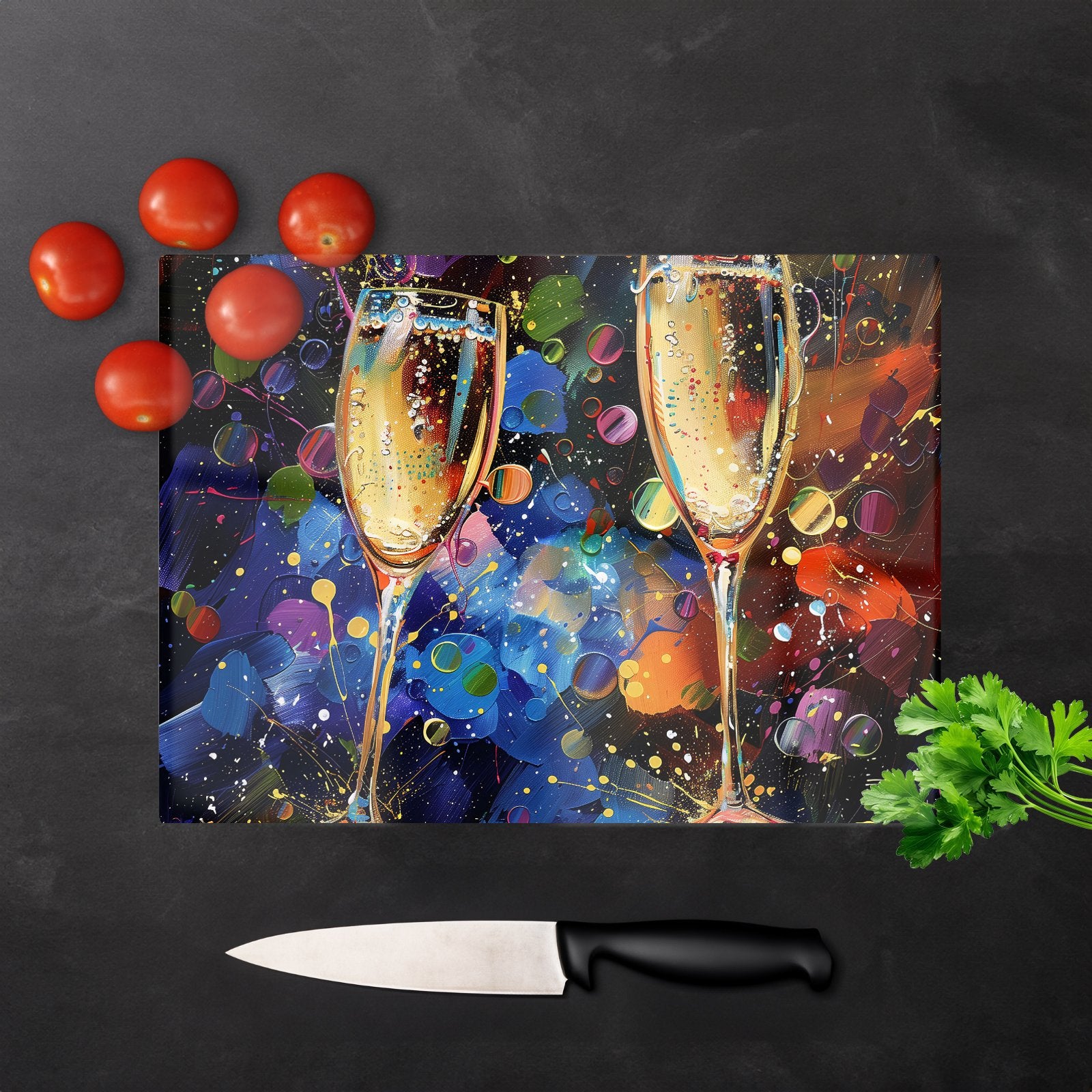 Splashart Champagne Flutes Chopping Board