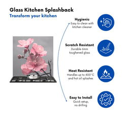Delicate Pink Flowers Kitchen Splashback