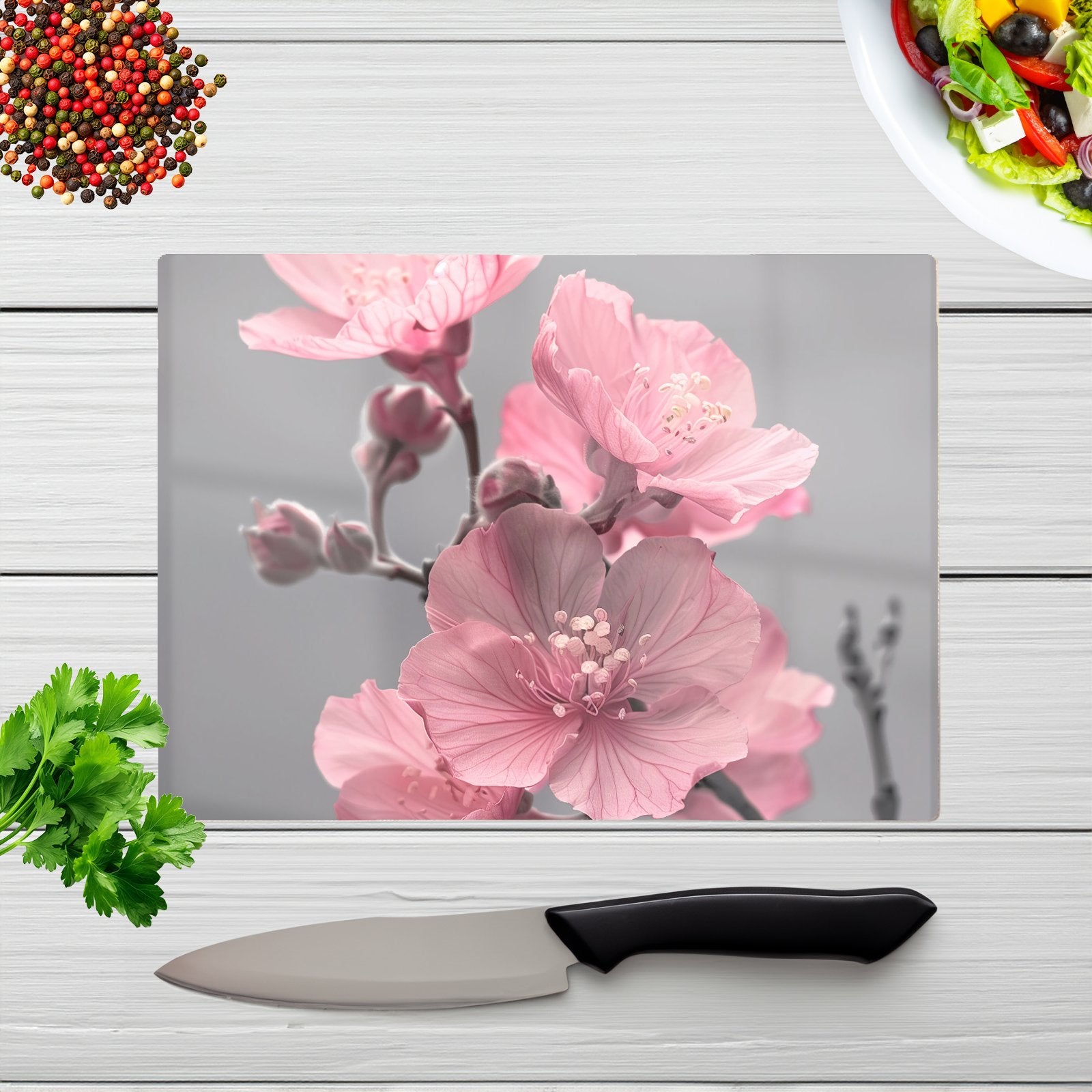 Delicate Pink Flowers Chopping Board