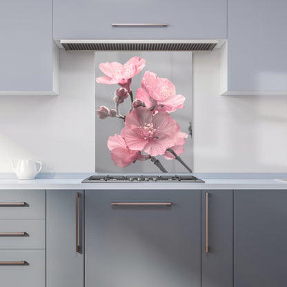 Delicate Pink Flowers Kitchen Splashback