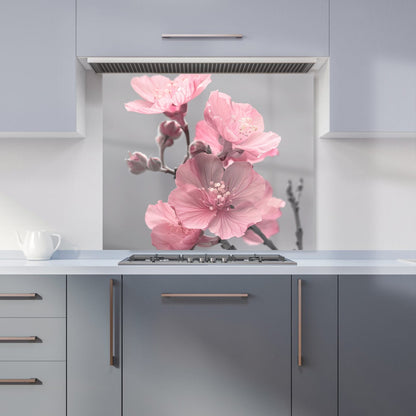 Delicate Pink Flowers Kitchen Splashback