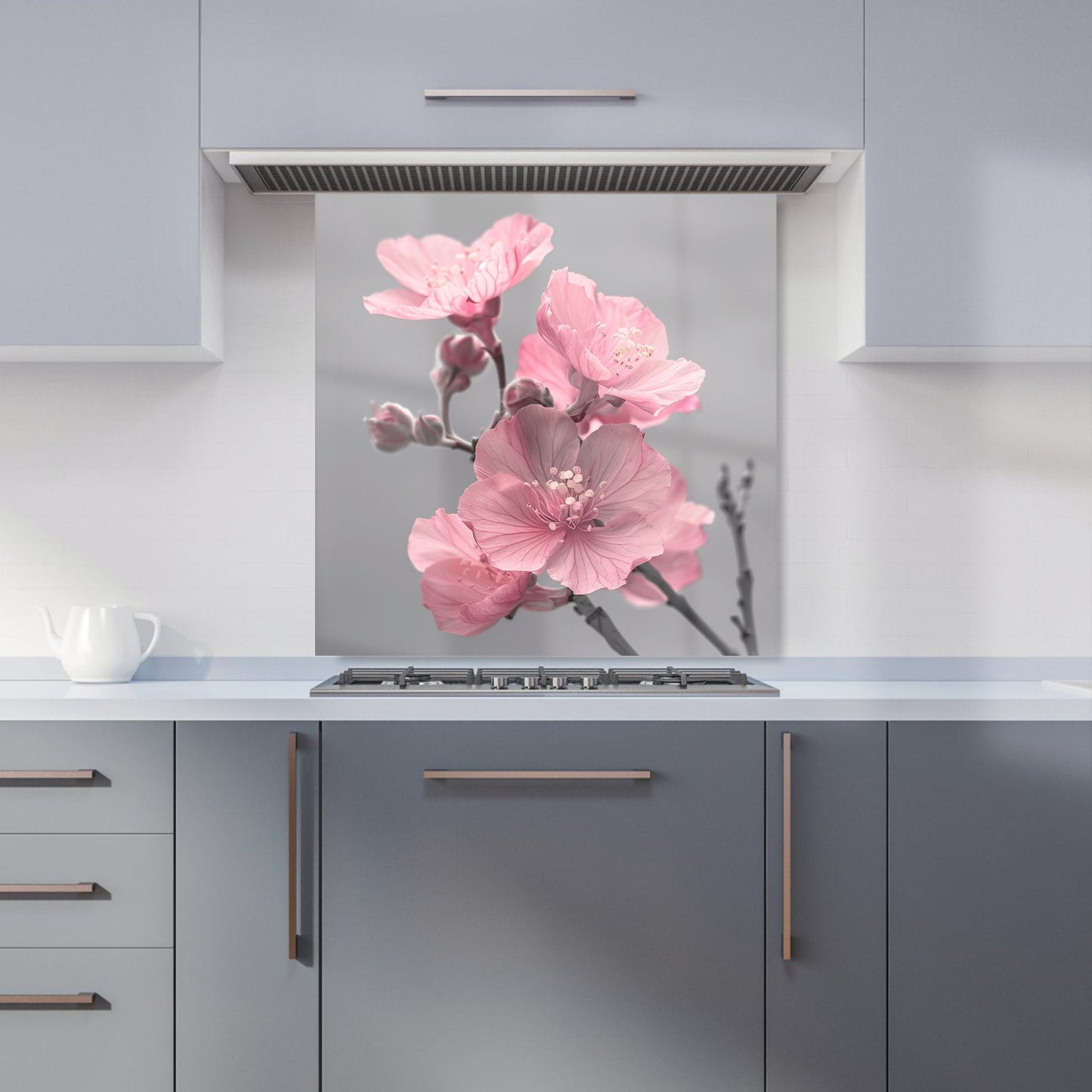 Delicate Pink Flowers Kitchen Splashback