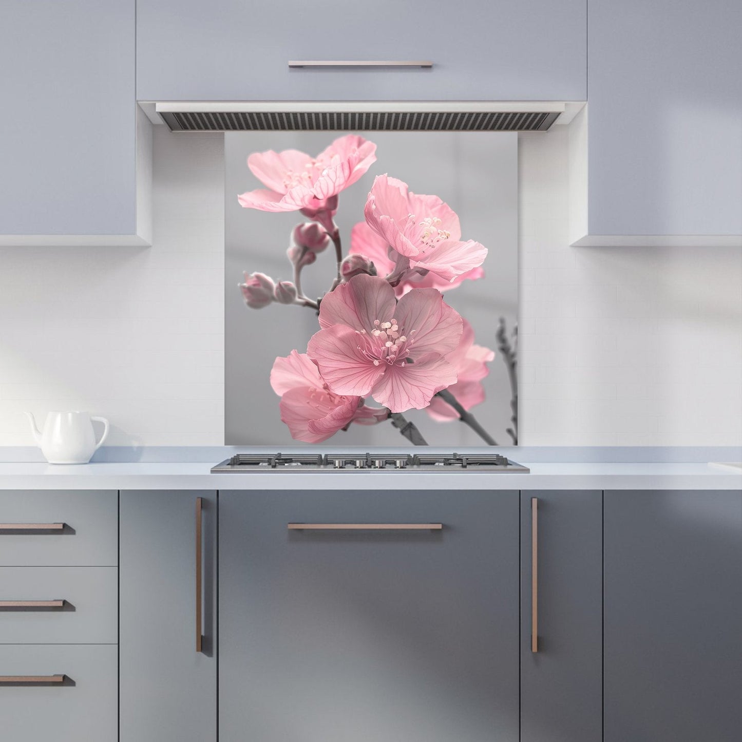 Delicate Pink Flowers Kitchen Splashback