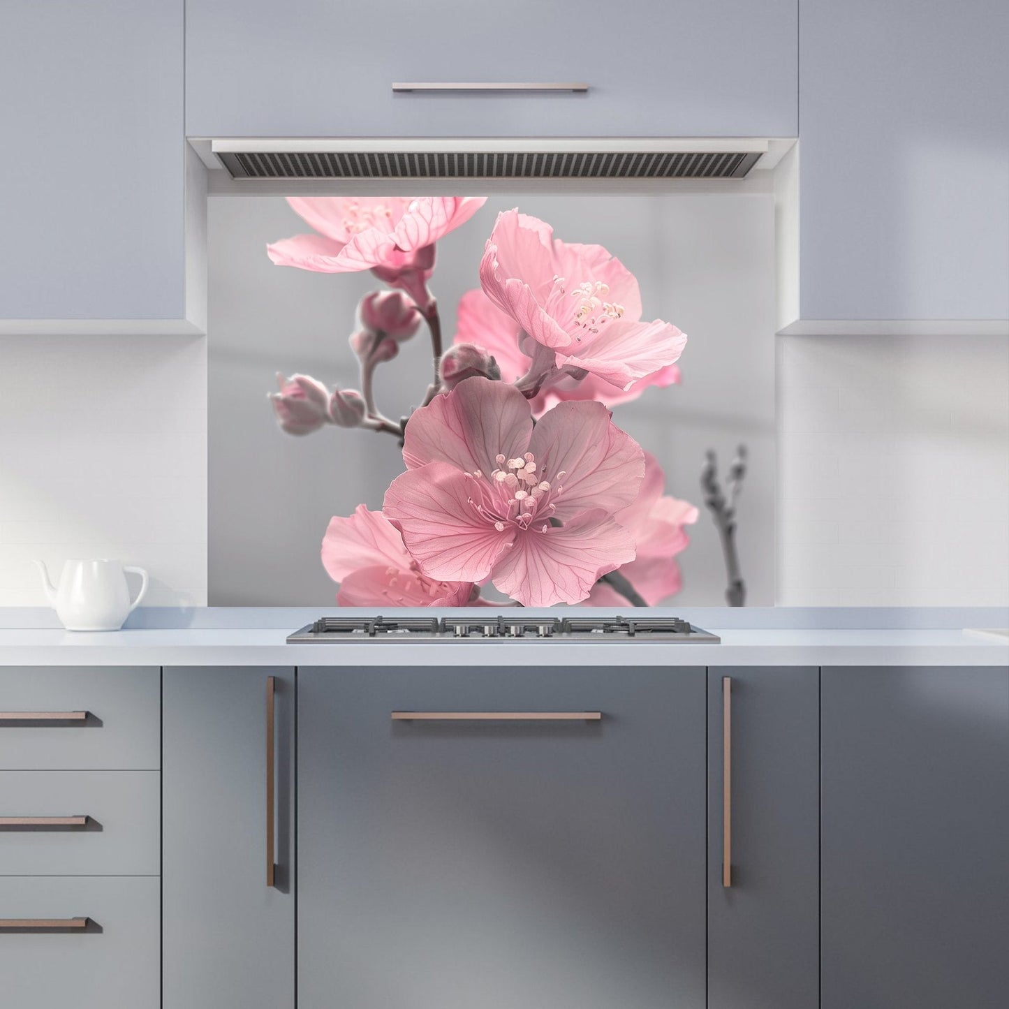 Delicate Pink Flowers Kitchen Splashback