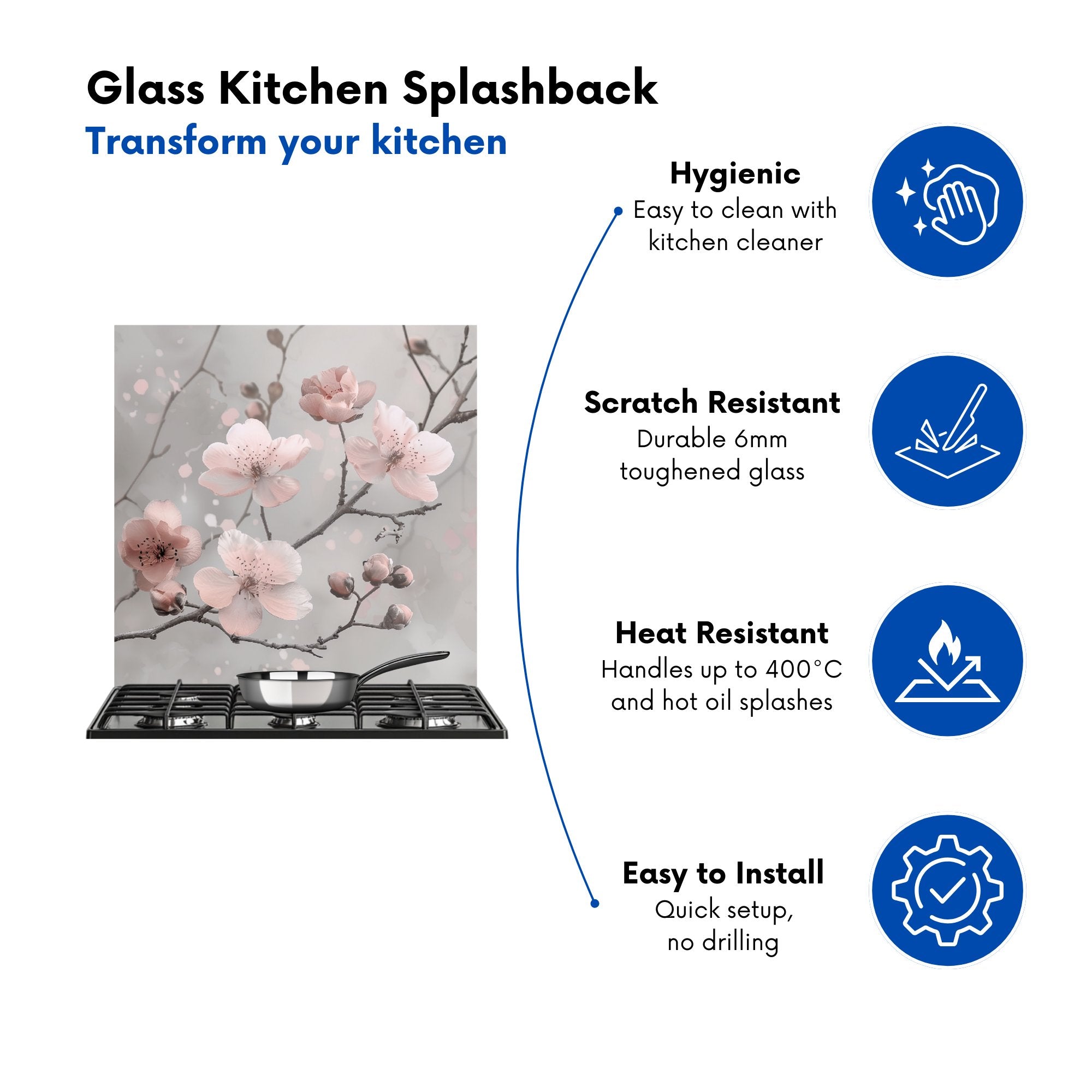 Delicate Spring Blossom Kitchen Splashback