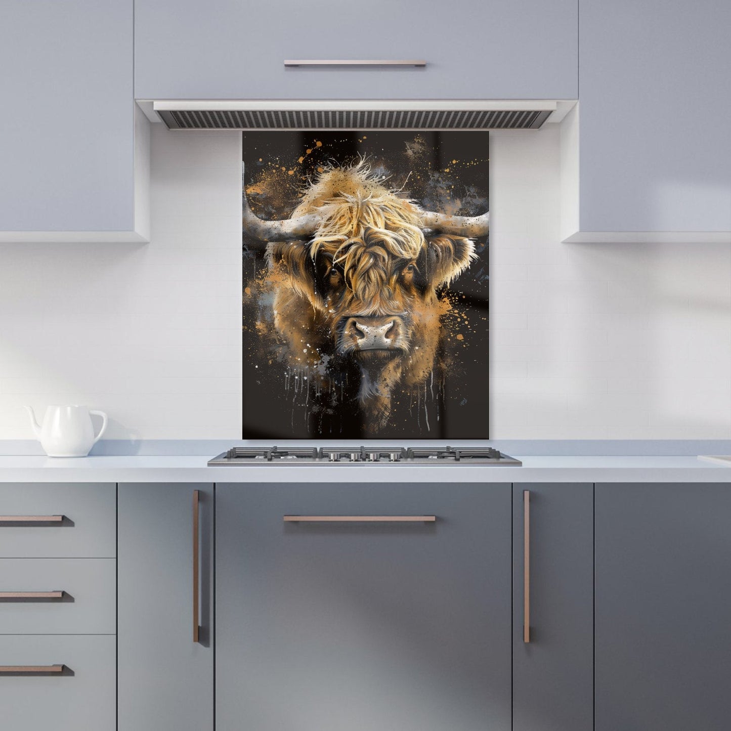 Bronze Splashart Highland Cow Kitchen Splashback