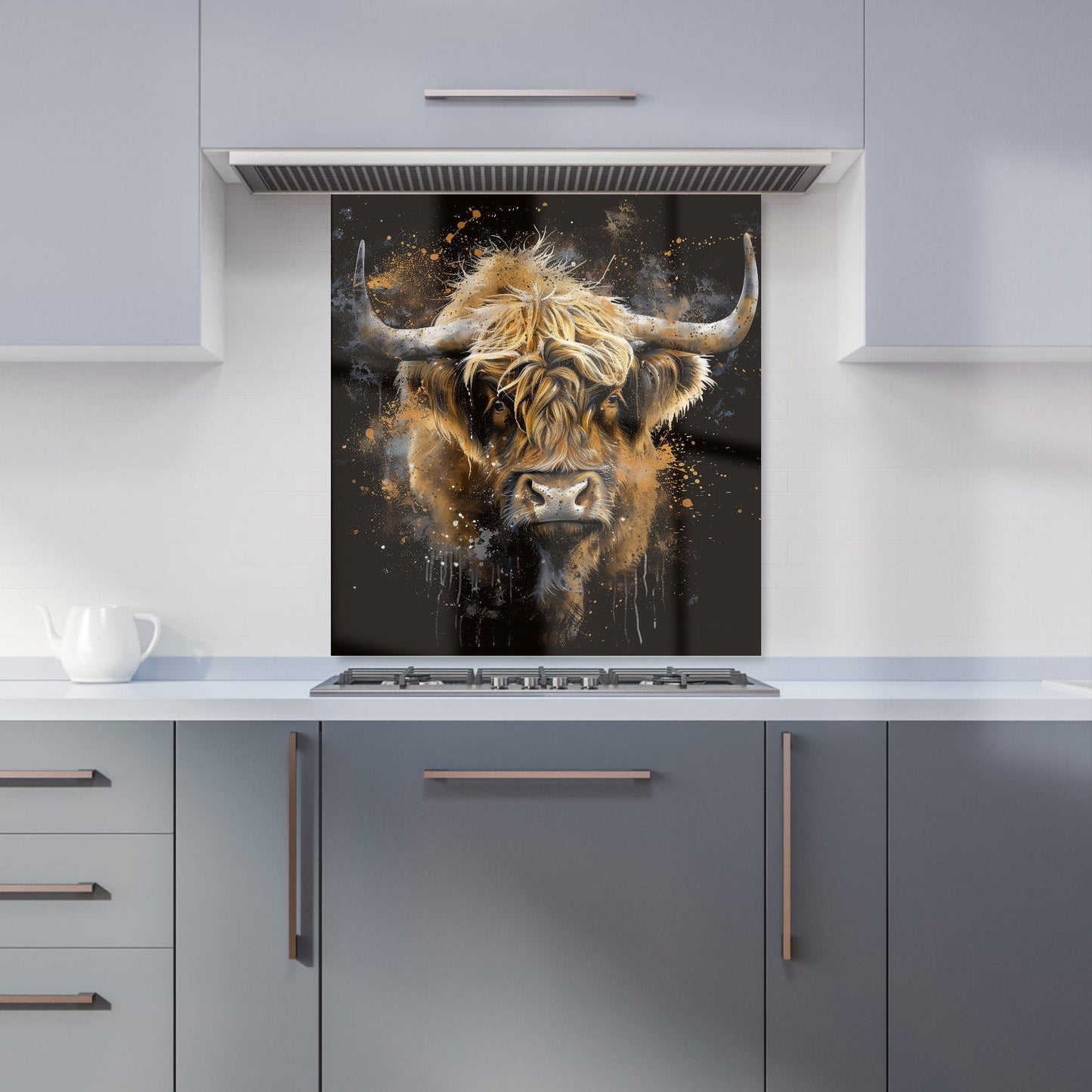 Bronze Splashart Highland Cow Kitchen Splashback