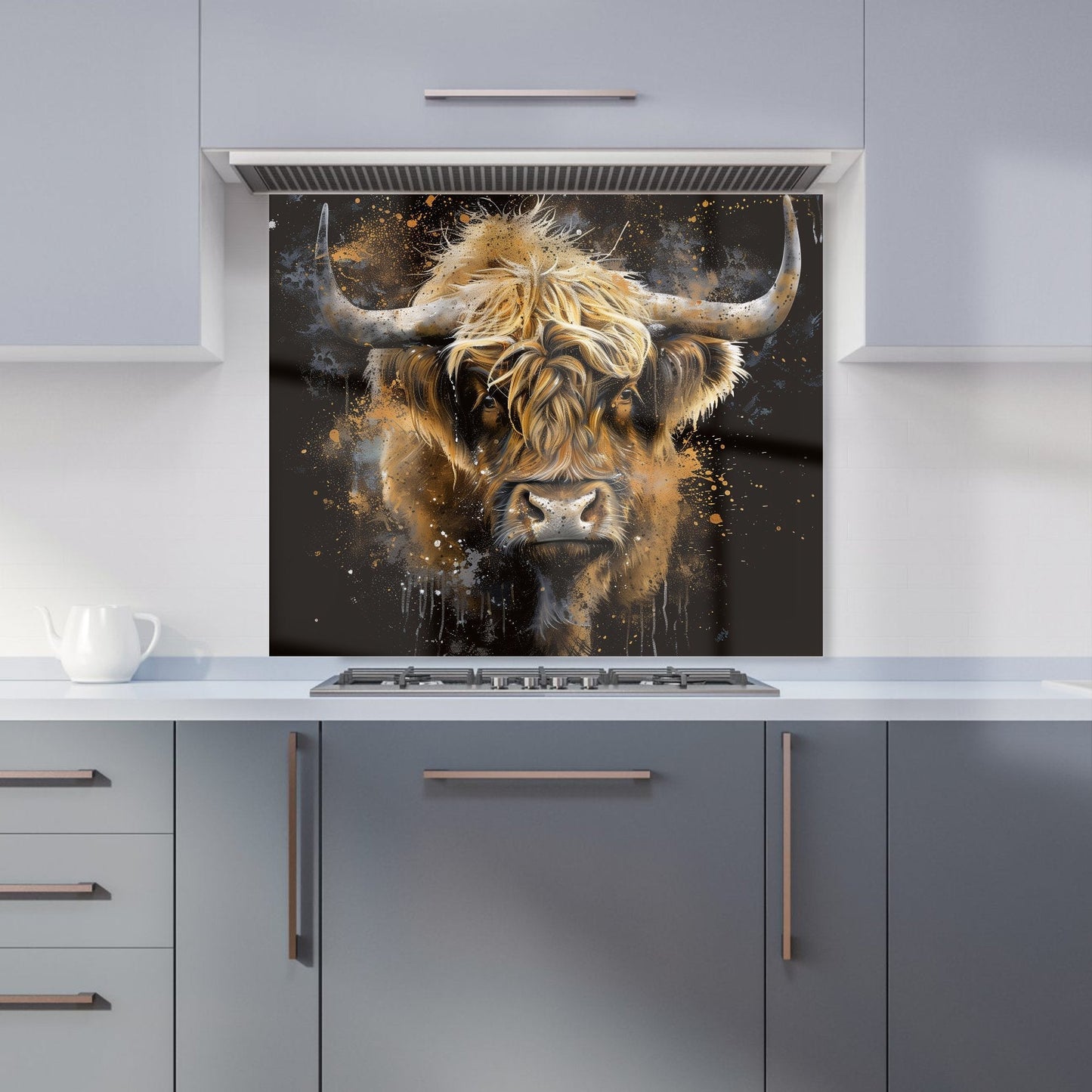 Bronze Splashart Highland Cow Kitchen Splashback