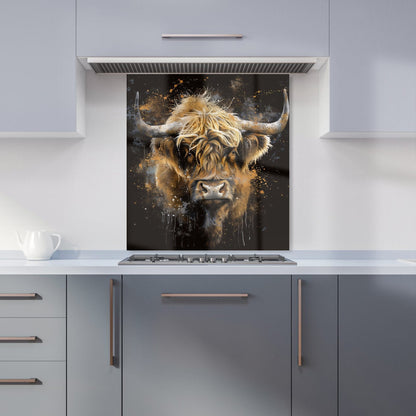 Bronze Splashart Highland Cow Kitchen Splashback