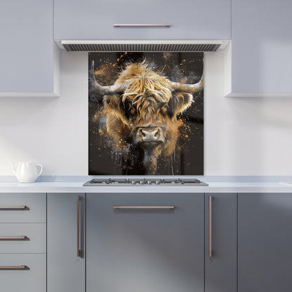 Bronze Splashart Highland Cow Kitchen Splashback