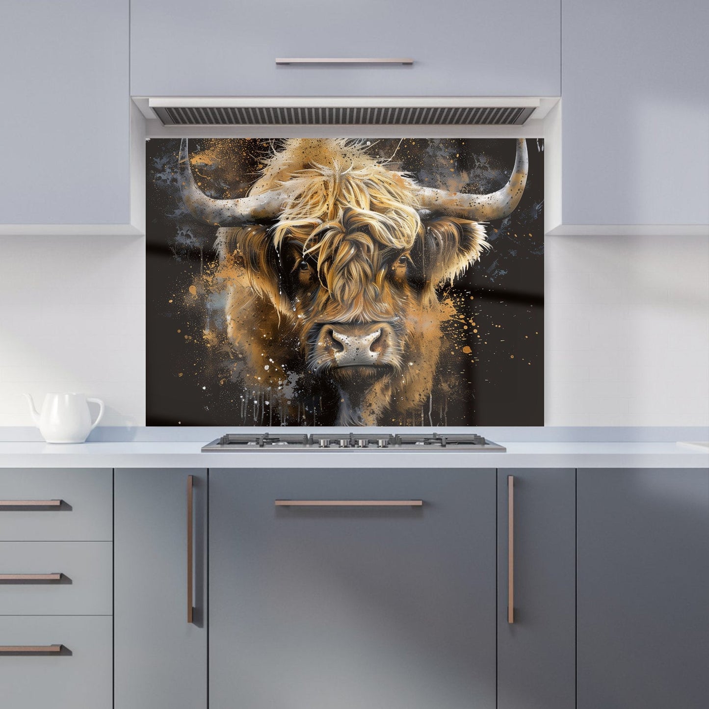 Bronze Splashart Highland Cow Kitchen Splashback