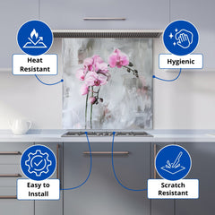 Pink Orchids Kitchen Splashback